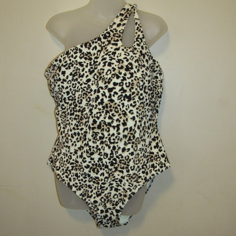 Ibiza Swimwear Leopard Cheetah Animal Print One Shoulder Swim Suit Plus sz 3X